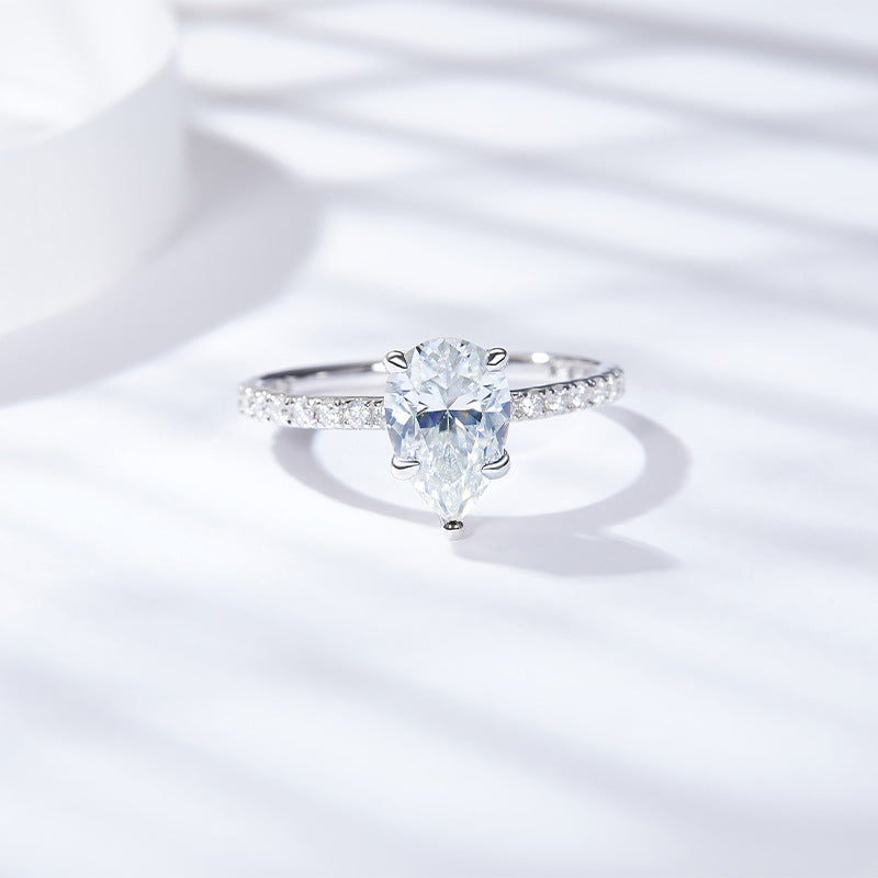 S925 Pear-Cut Full Moissanite Ring 【6.2#45】