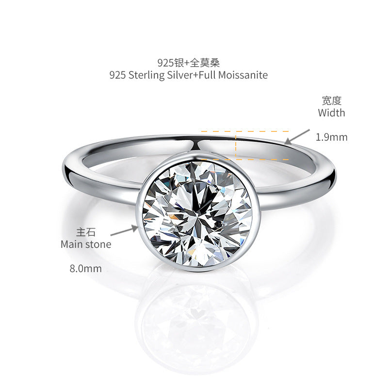 S925 Moissanite Ring Classic 2 Claw 【6.2#62】