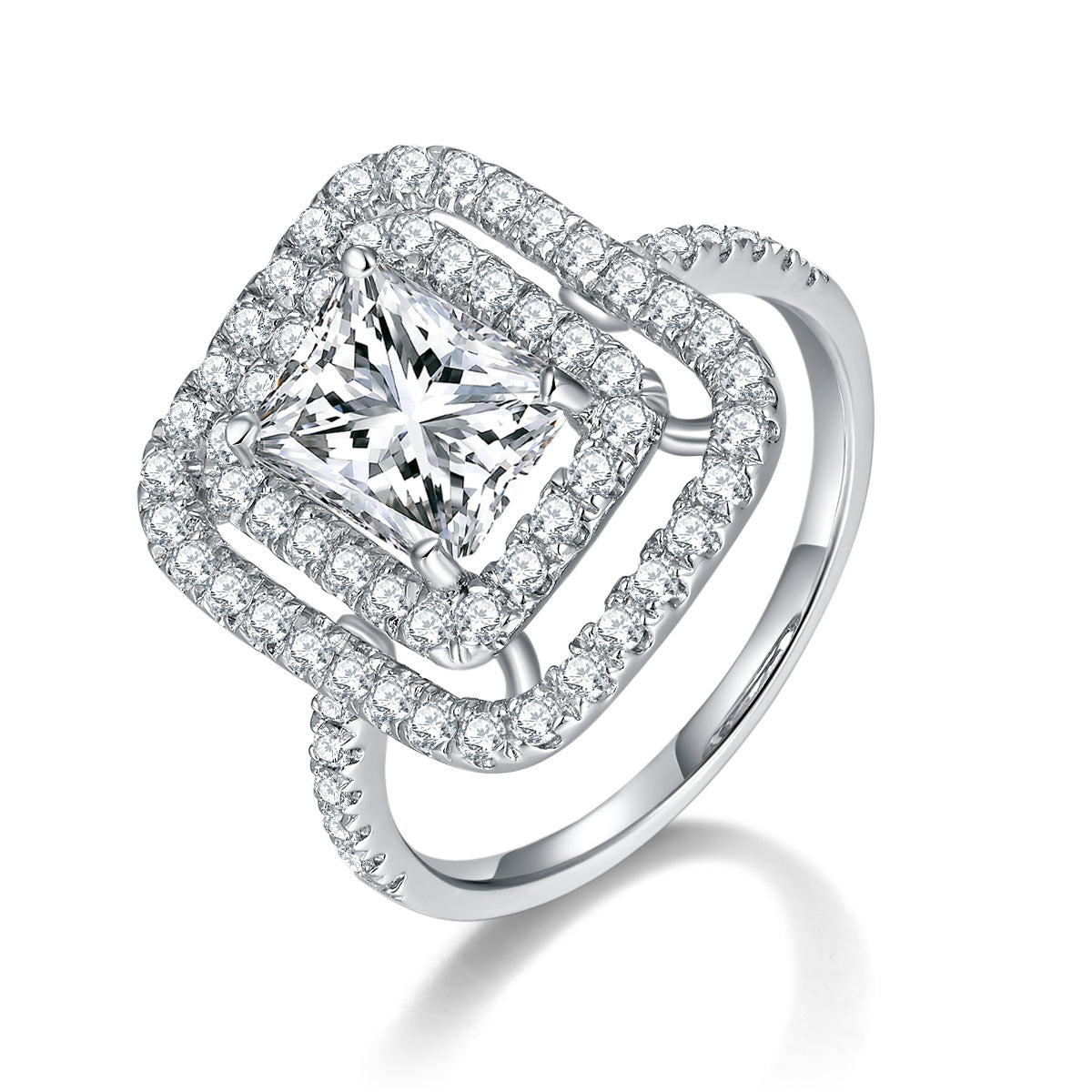 S925 Radiant-Cut Moissanite Ring Plated 18k gold【6.2#124】