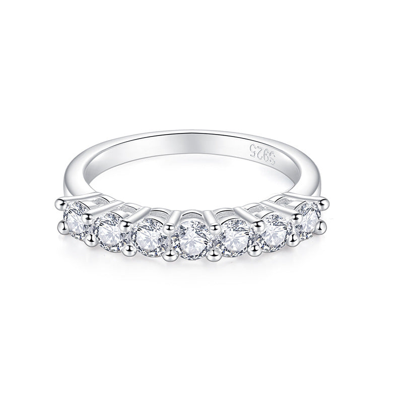 S925 Round-Cut Moissanite Ring With 7 Gems 【6.2#4】