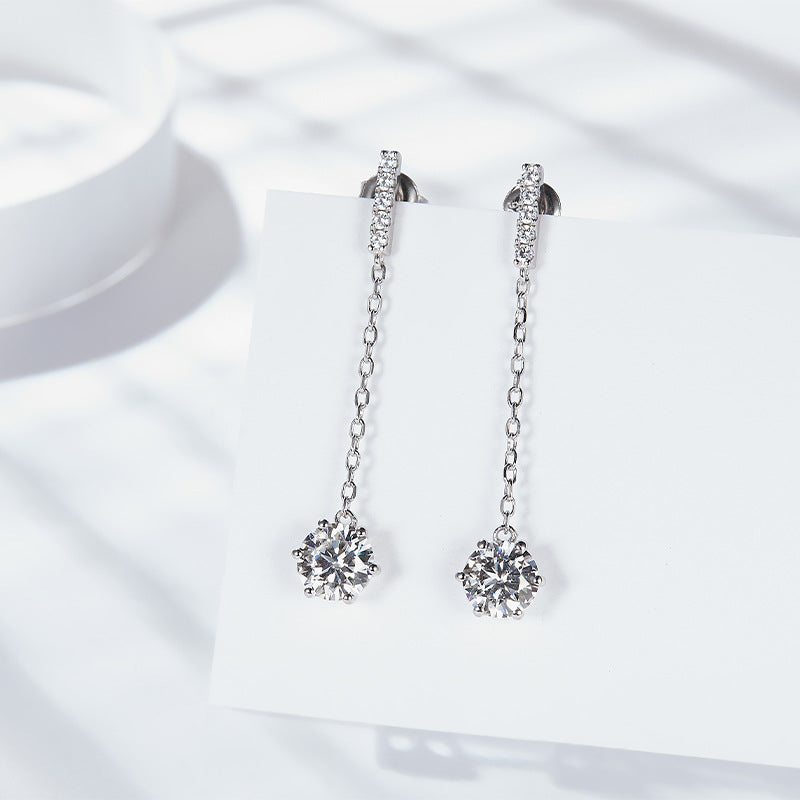 S925 Round-Cut Moissanite Earring【6.2#173】