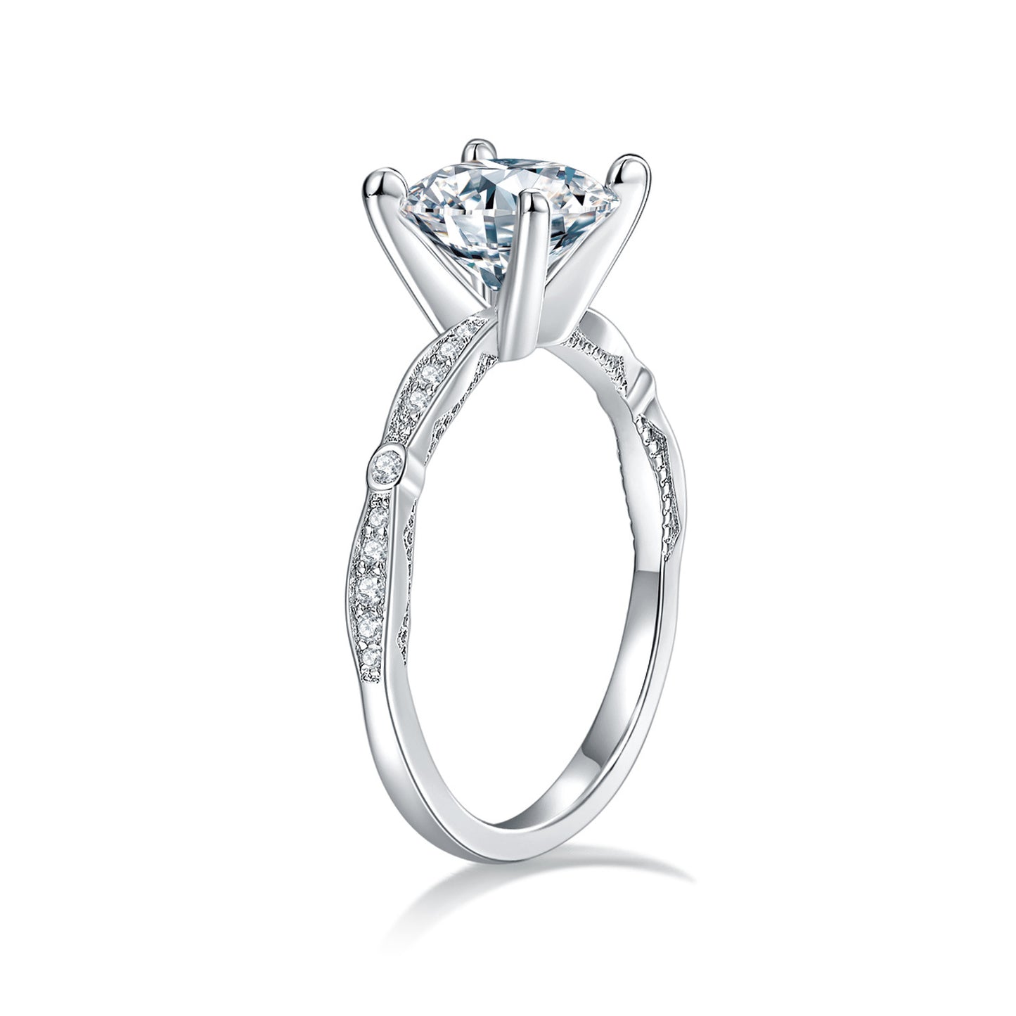 S925 Round-Cut Moissanite Ring【6.2#201】