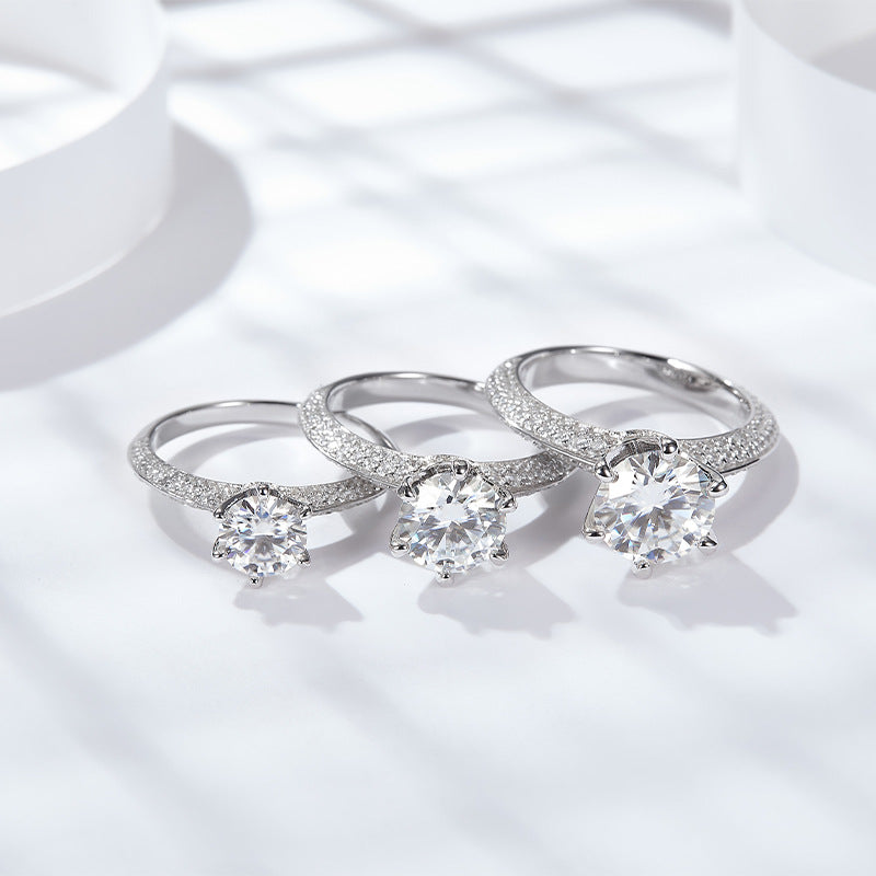 S925 Round-Cut Moissanite Ring 1CT 【6.2#10】