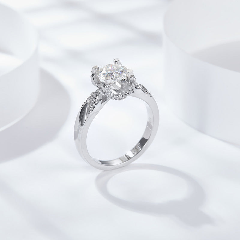 S925 Round-Cut Moissanite Ring【6.2#159】