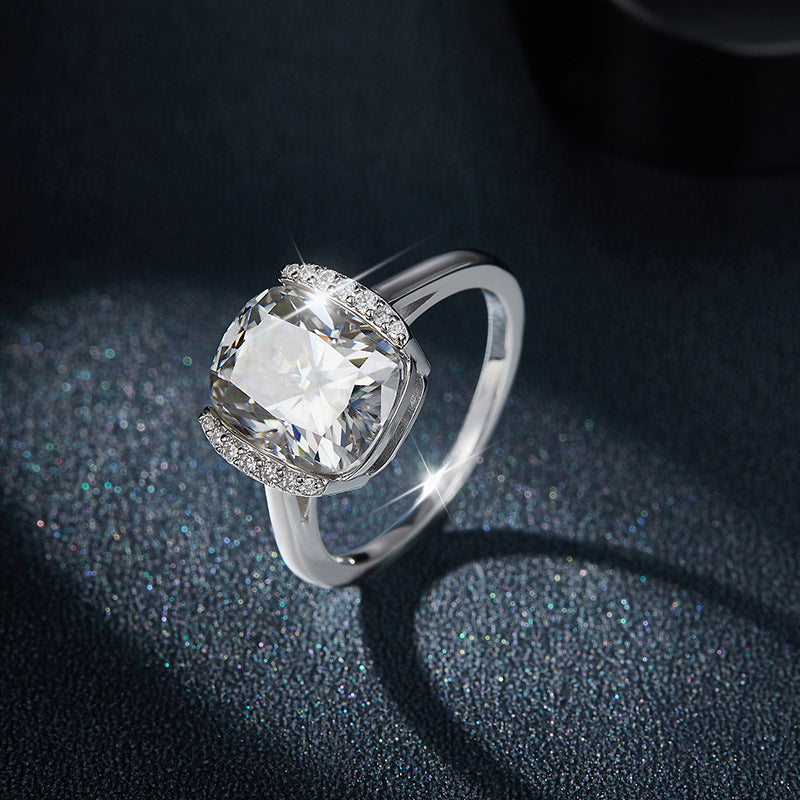 S925 Cushion-Cut Moissanite Ring【6.2#160】