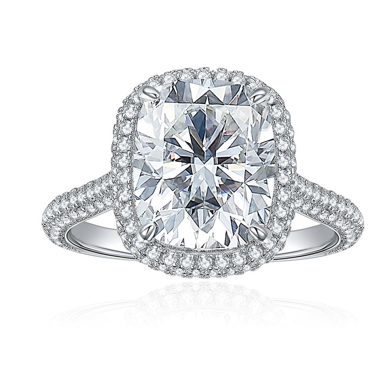 S925 Cushion-Cut Moissanite Ring【6.2#188】