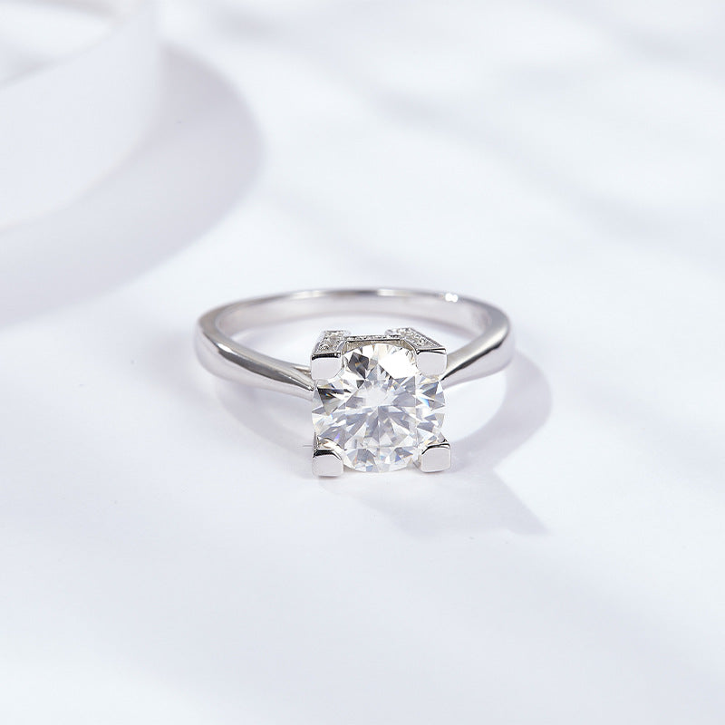 S925 Round-Cut Moissanite Ring【6.2#149】
