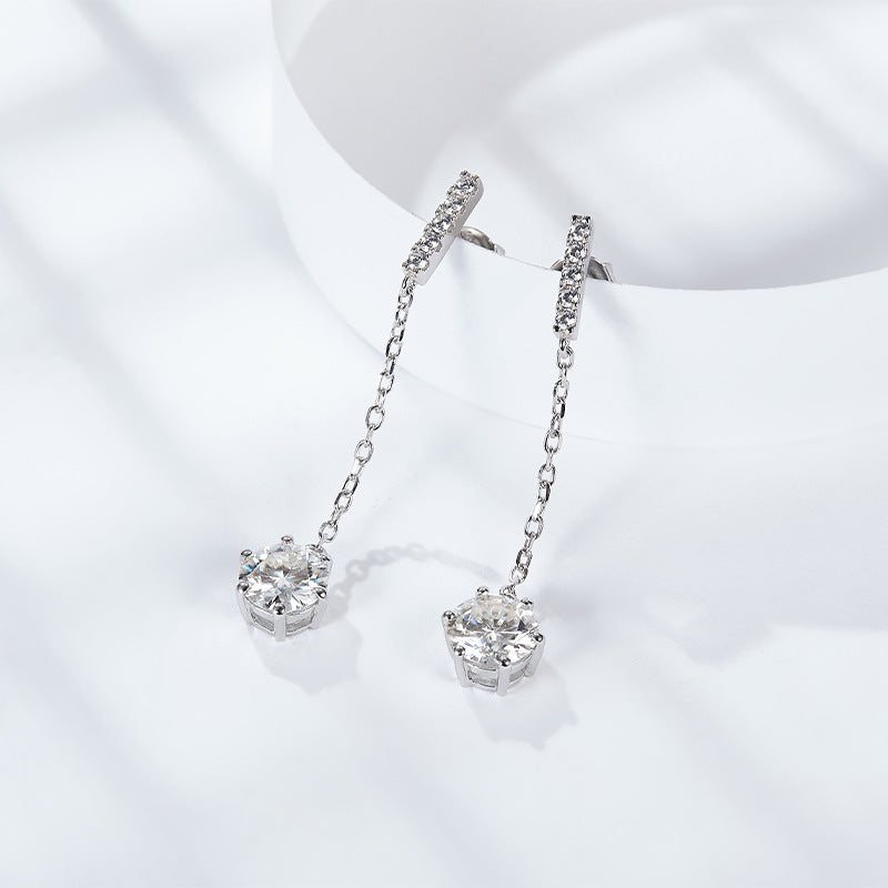 S925 Round-Cut Moissanite Earring【6.2#173】