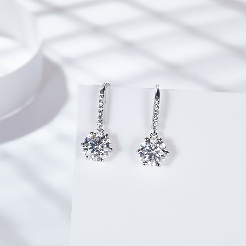 S925 Round-Cut Moissanite Earring【6.2#172】