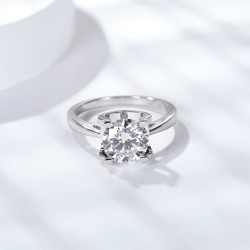 S925 Round-Cut Moissanite Ring 【6.2#93】