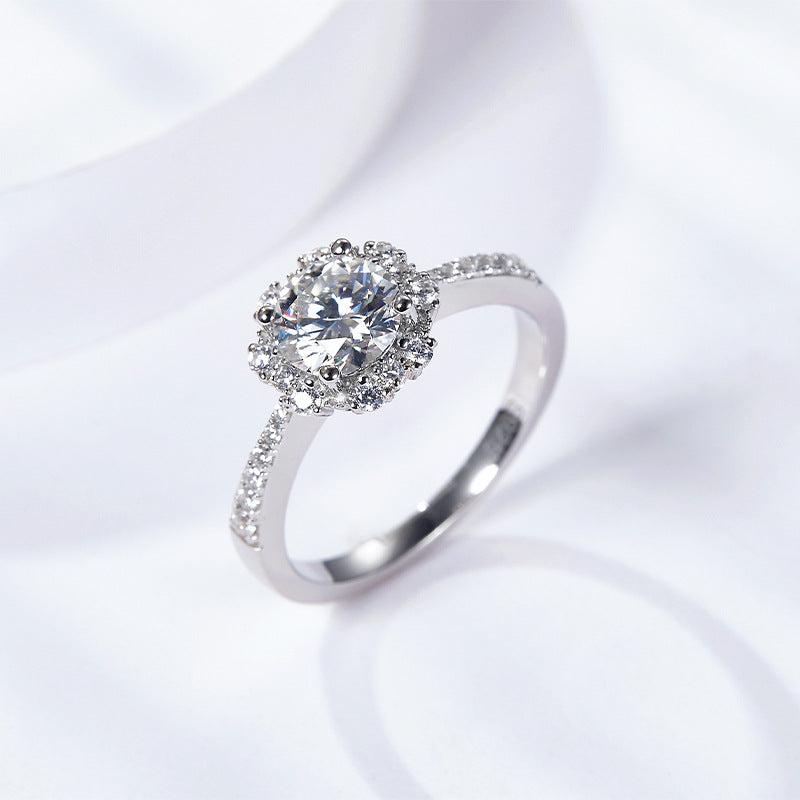 S925 Round-Cut Moissanite Ring 1CT&2CT 【6.2#70】
