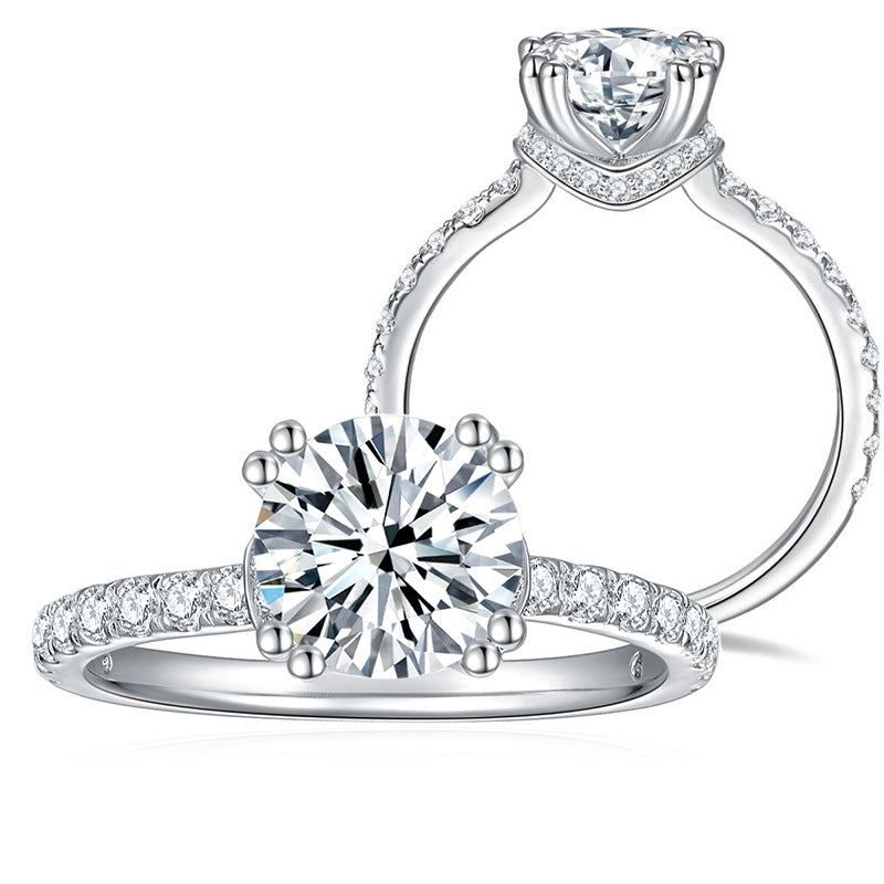 S925 Round-Cut Moissanite Ring 1.5CT 【6.2#23】