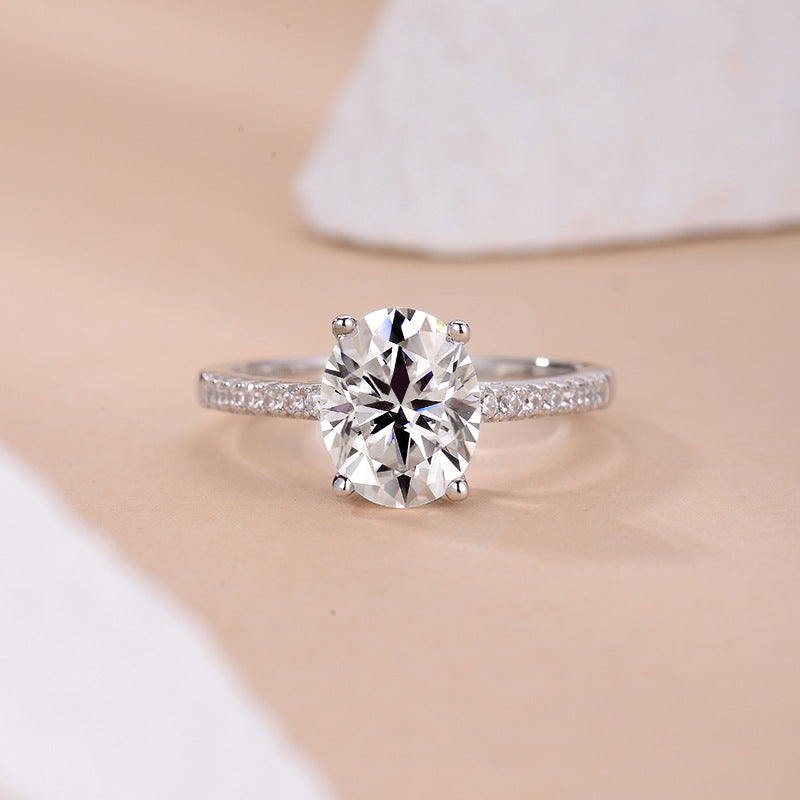 S925 Oval-Cut Moissanite Ring Plated 18k Gold【6.2#116】