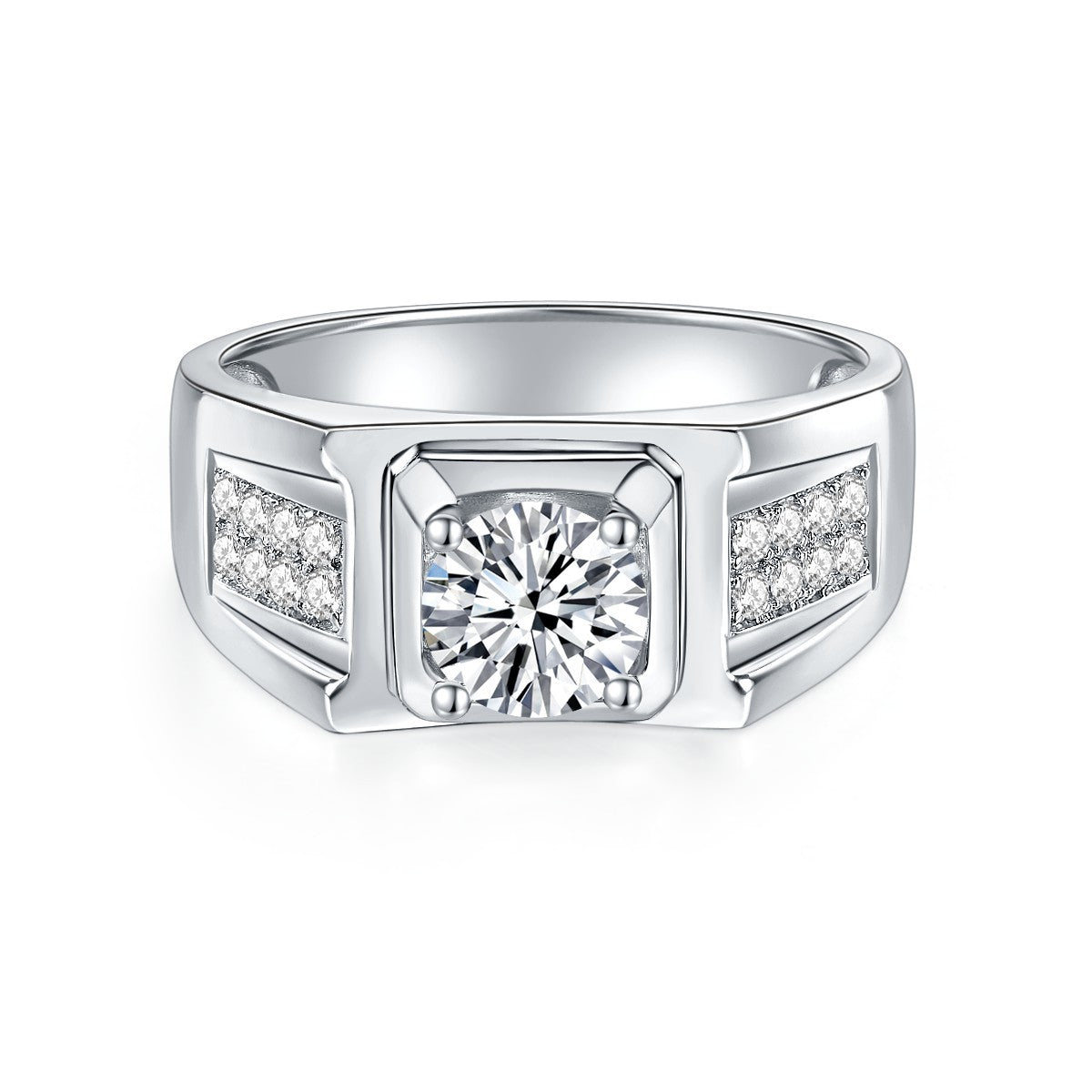 S925 Round-Cut Moissanite Ring Plated 18k White Gold【6.2#112】