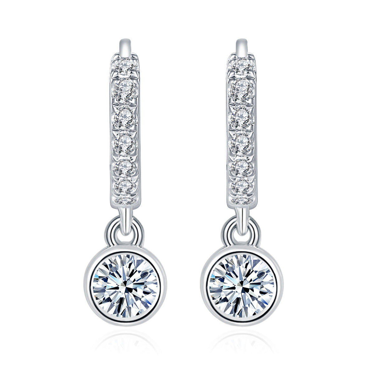 S925 Round-Cut Moissanite Earring Plated 18k Gold【6.2#117】