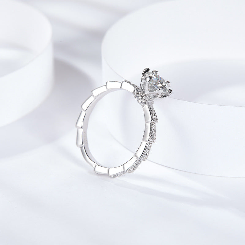 S925 Round-Cut Moissanite Ring【6.2#148】