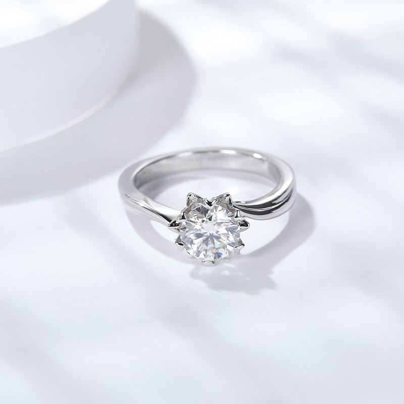 S925 Round-Cut Moissanite Ring【6.2#92】