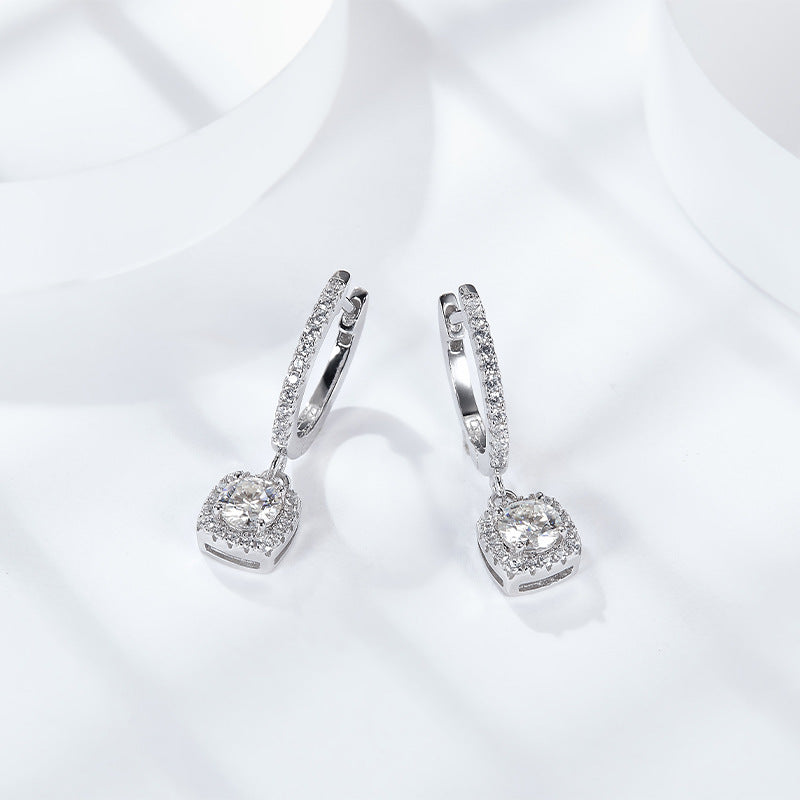 S925 Princess-Cut Moissanite Earring【6.2#145】