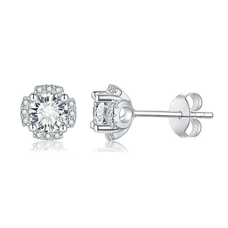S925 Round-Cut Moissanite Earring 【6.2#87】