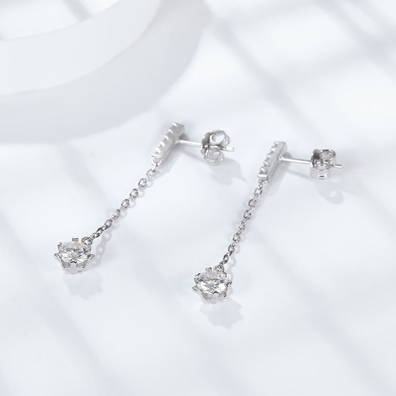 S925 Round-Cut Moissanite Earring【6.2#90】