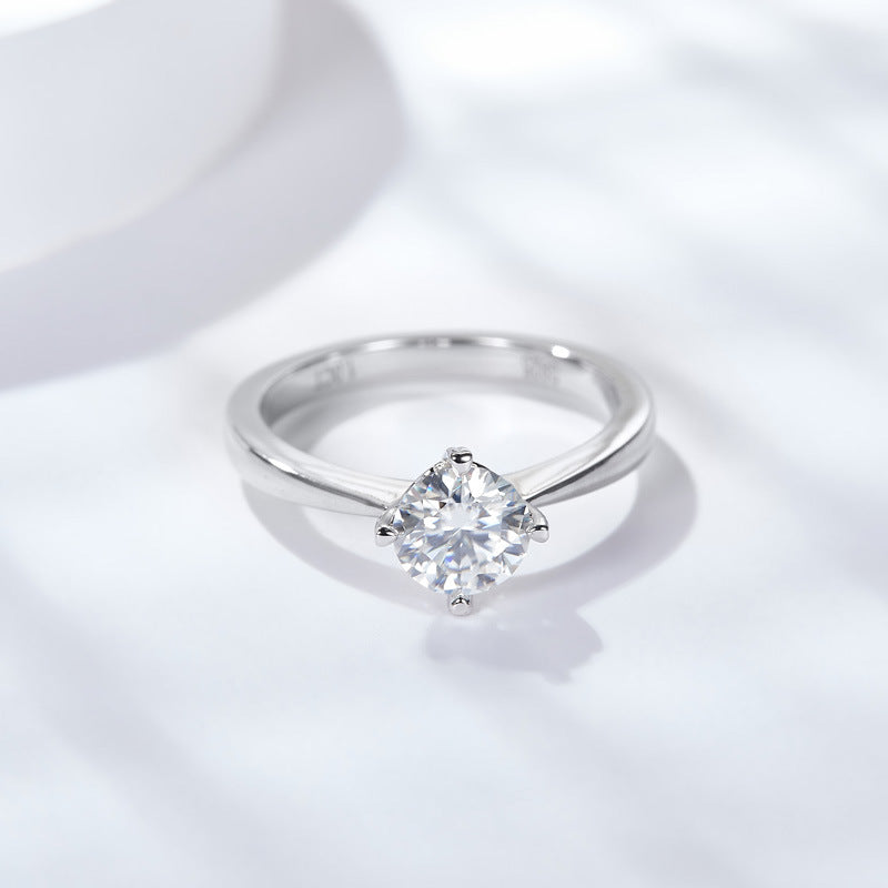 S925 Round-Cut Moissanite Ring 0.5CT&1CT 【6.2#47】