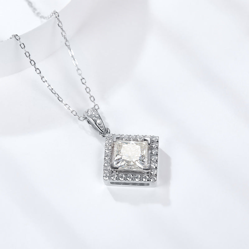 S925 Princess-Cut Moissanite Necklace【6.2#187】