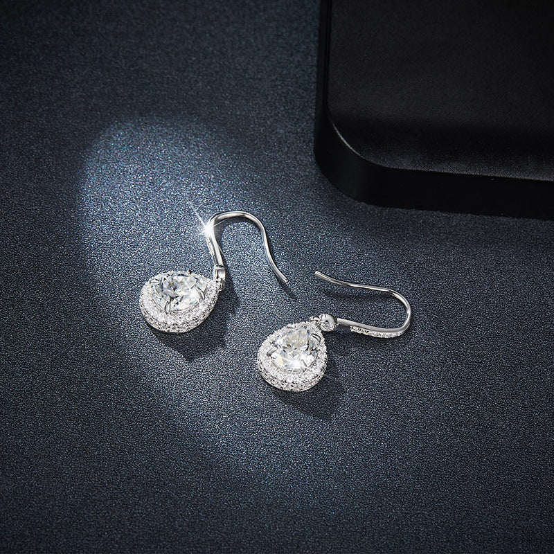 S925 Round-Cut Moissanite Earring Plated 18k Gold【6.2#119】