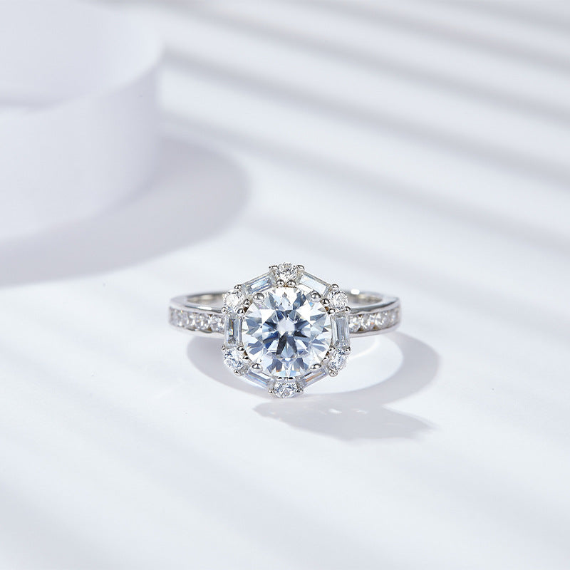 S925 Round-Cut Moissanite 18k plated Gold Ring 【6.2#99】