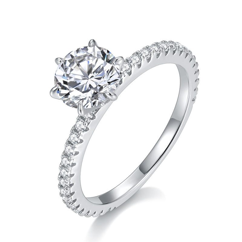 S925 Round-Cut Moissanite Ring Plated 18k gold【6.2#123】