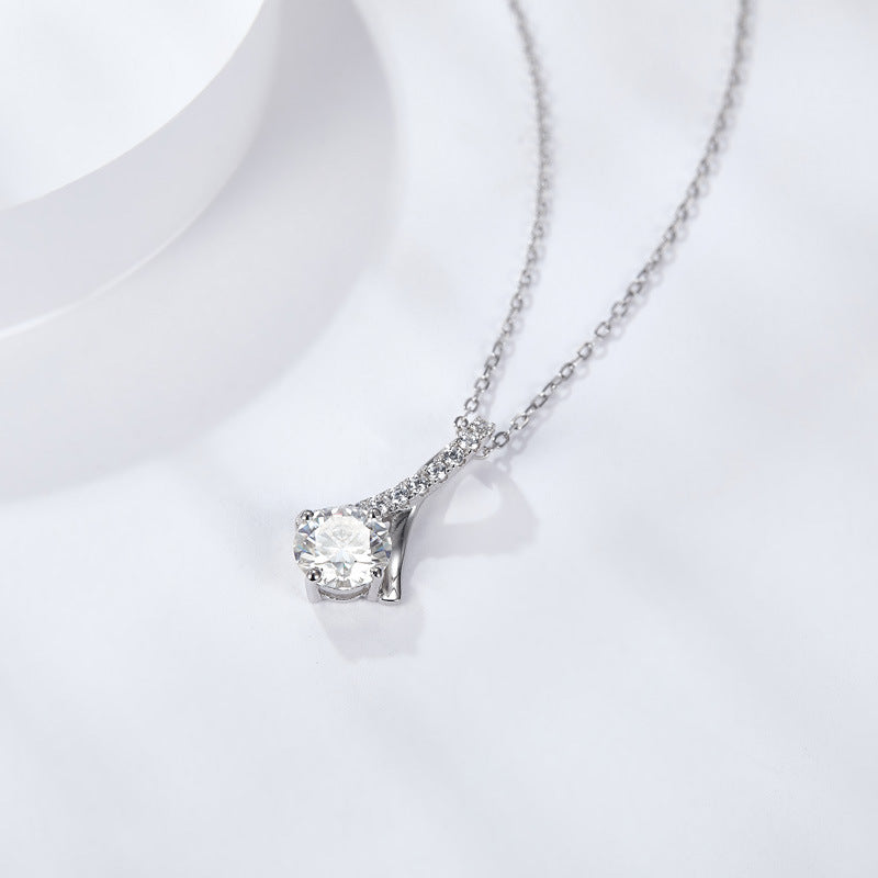 S925 Round-Cut Moissanite Necklace【6.2#161】