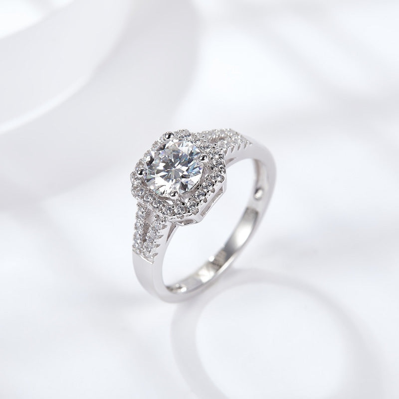 S925 Round-Cut Moissanite Ring【6.2#171】