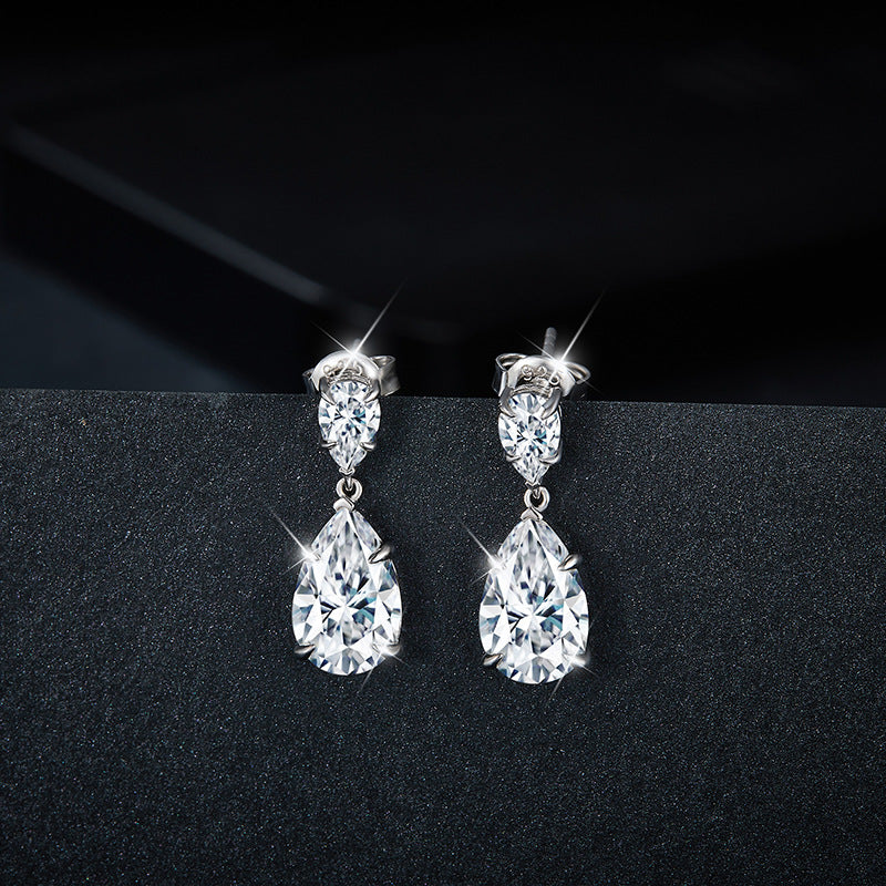 S925 Pear-Cut Moissanite Earring【6.2#197】