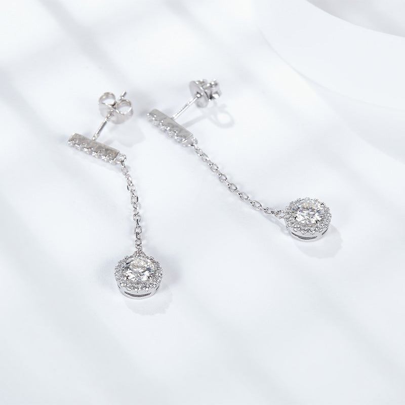 S925 Round-Cut Moissanite Earring【6.2#193】