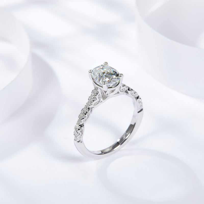 S925 Oval-Cut Moissanite Ring 【6.2#100】
