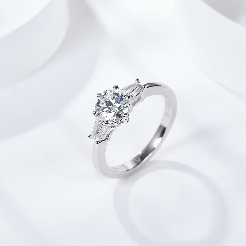 S925 Round-Cut Moissanite Ring【6.2#200】