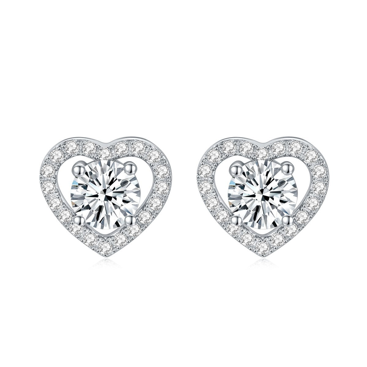 S925 Round-Cut Moissanite Earrings Heart Style 0.3CT&0.5CT 【6.2#75】