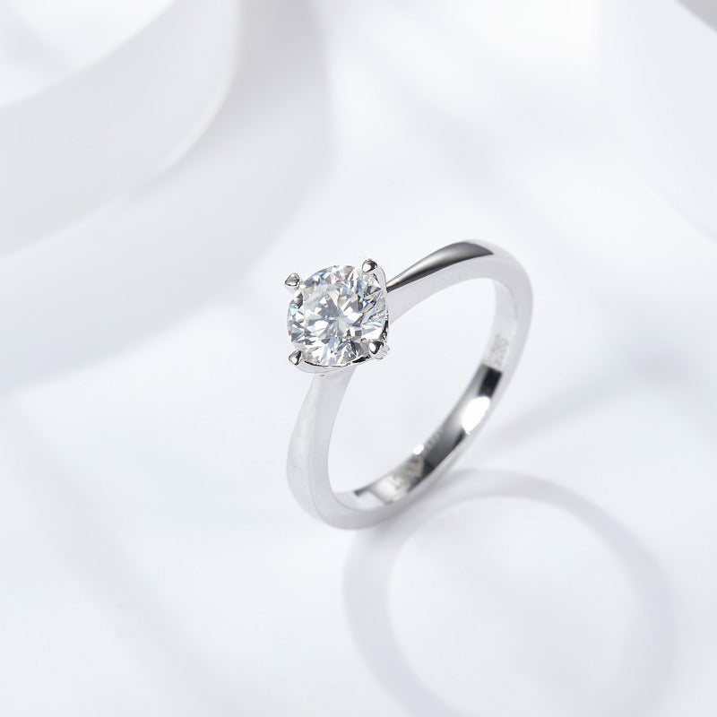 S925 Round-Cut Moissanite Ring 0.5CT&1CT 【6.2#47】