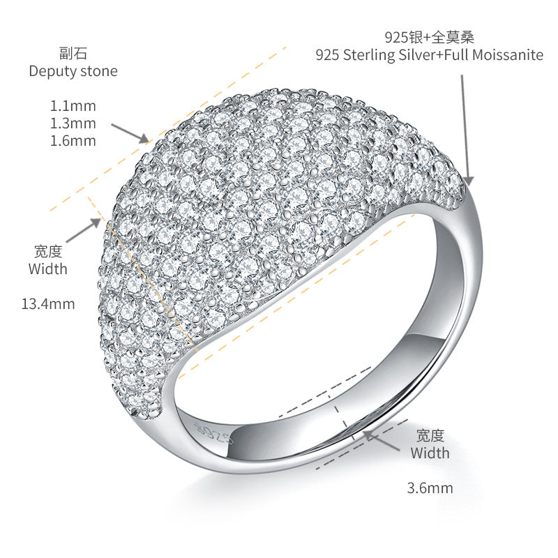 S925 Round-Cut Moissanite Ring【6.2#155】