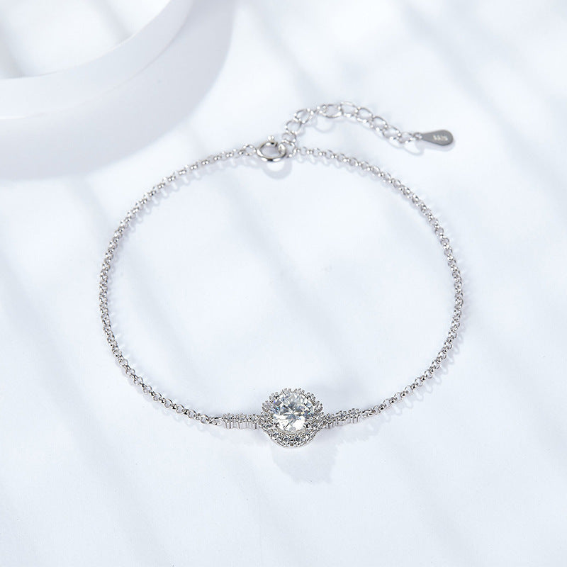 S925 Round-Cut Moissanite Necklace Plated 18k Gold【6.2#132】