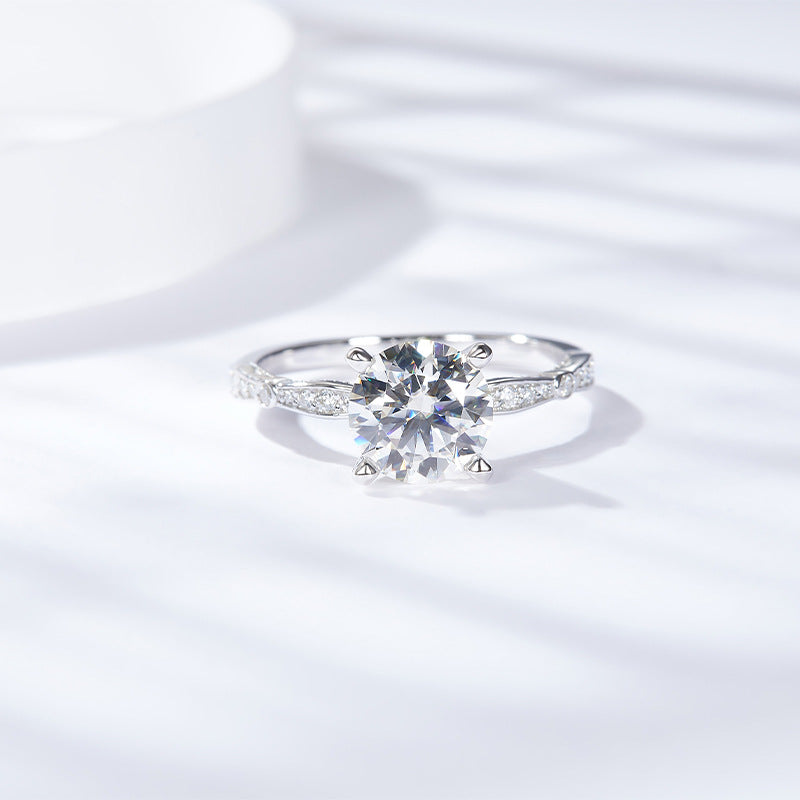 S925 Round-Cut Moissanite Ring【6.2#201】