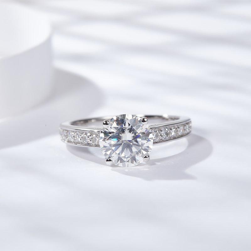 S925 2CT Round-Cut Moissanite 18k Gold Plated Ring 【6.2#86】