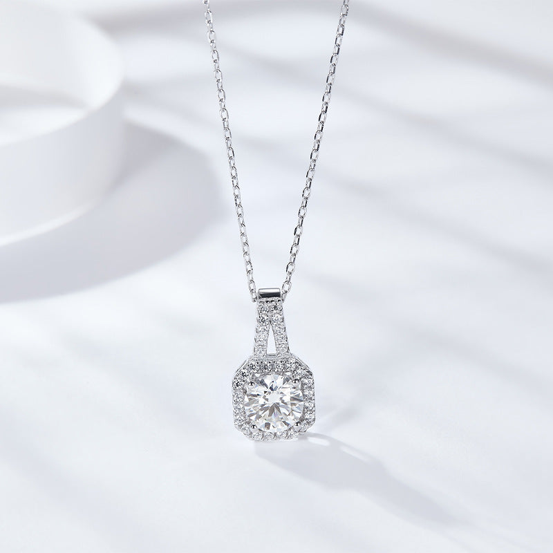 S925 Princess-Cut Moissanite Necklace 1CT 【6.2#78】