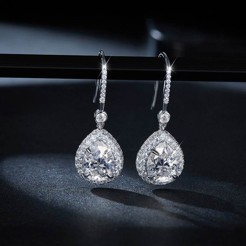 S925 Round-Cut Moissanite Earring Plated 18k Gold【6.2#119】