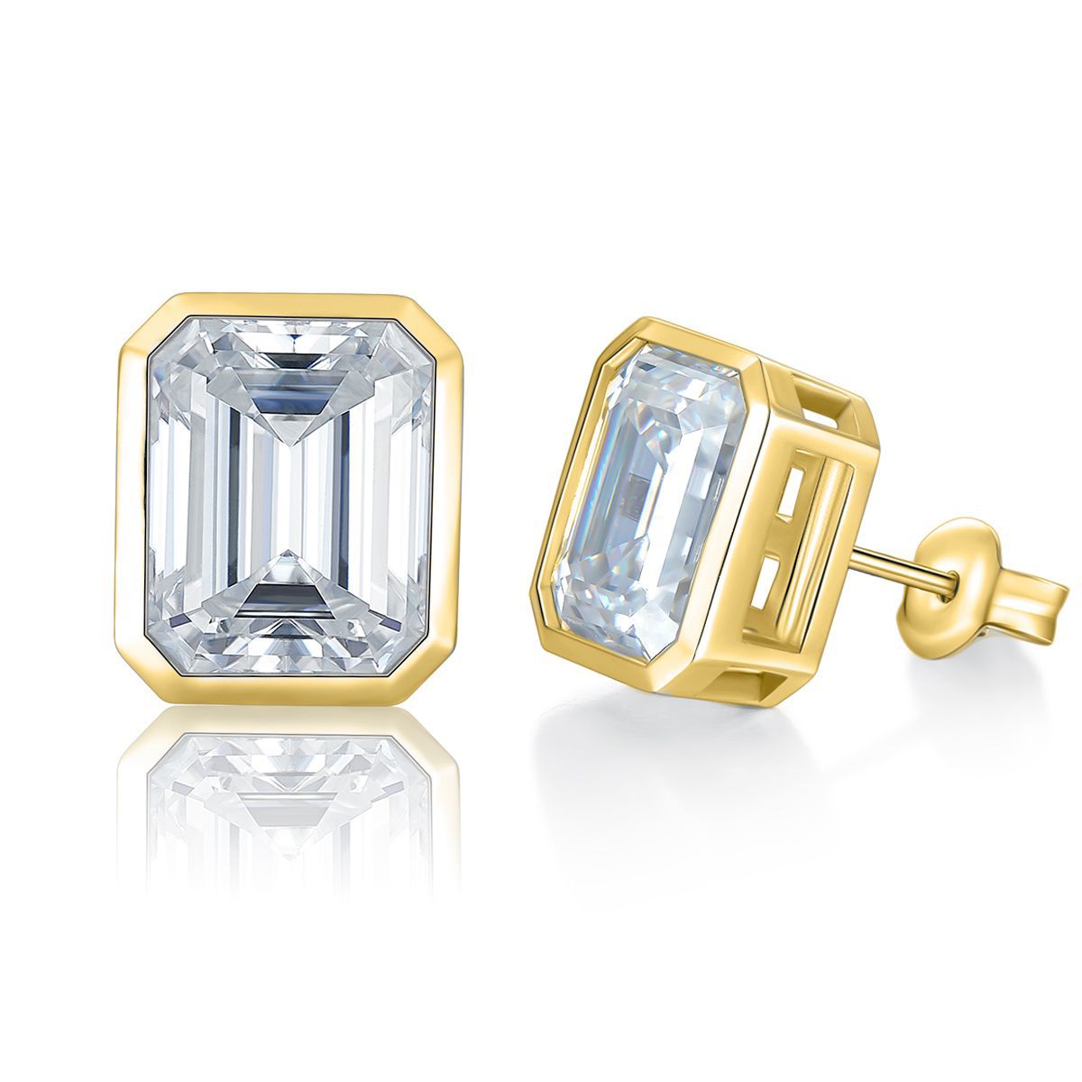 S925 Emerald-Cut Moissanite Earring【6.2#177】
