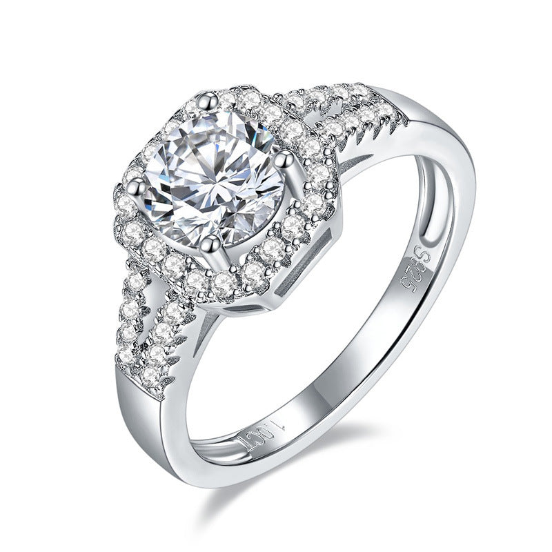 S925 Round-Cut Moissanite Ring【6.2#171】