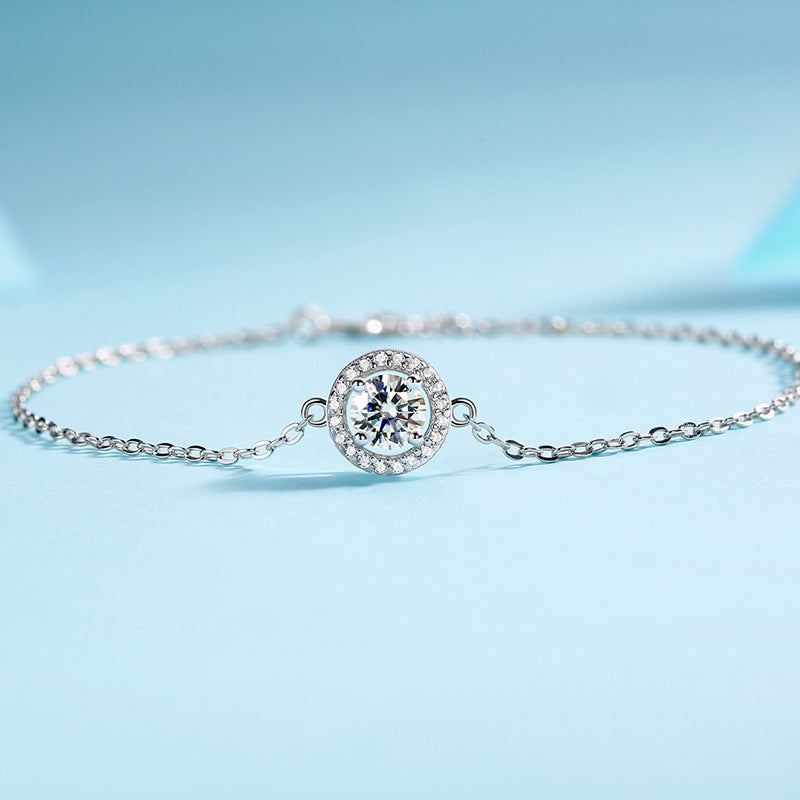 S925 Round-Cut Moissanite Bracelet Hearts And Arrows 0.5CT&1CT 【6.2#67】