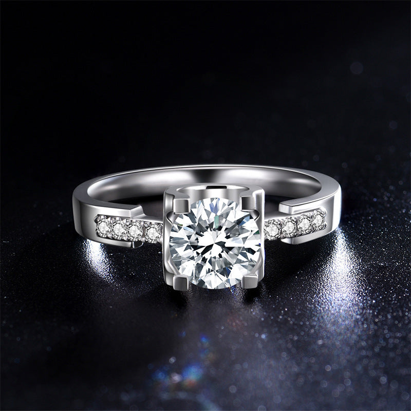 S925 Round-Cut Moissanite Ring【6.2#144】