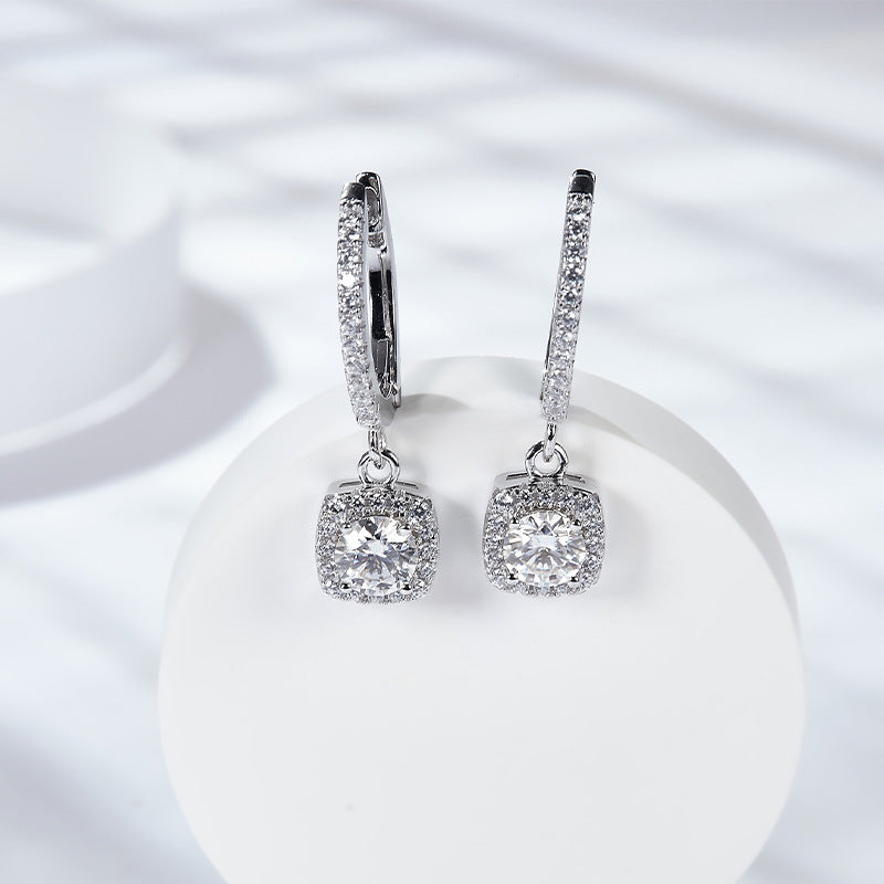 S925 Princess-Cut Moissanite Earring【6.2#145】
