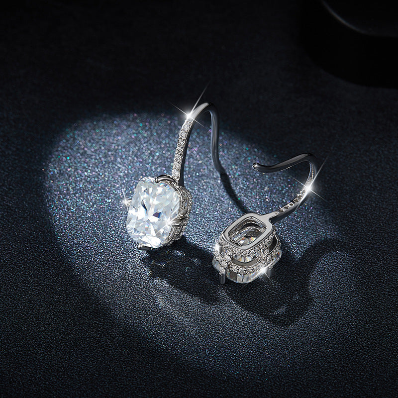 S925 Cushion-Cut Moissanite Earring【6.2#125】