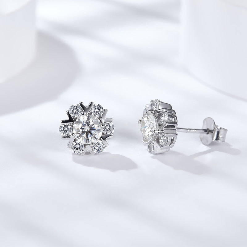 S925 Round-Cut Moissanite Earring Plated 18k gold【6.2#122】